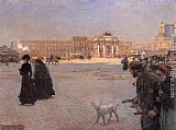 Giuseppe Magni Paintings - The Place de Carrousel and the Ruins of the Tuileries Palace in 1882 by Giuseppe de Nittis